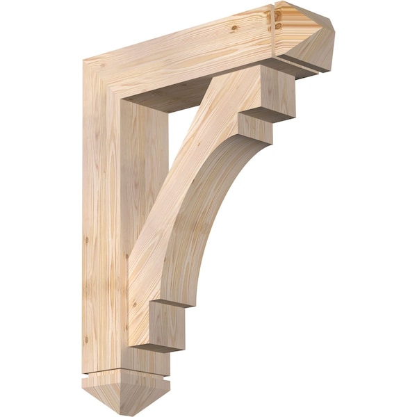 Ekena Millwork Merced Arts and Crafts Smooth Bracket w/ Offset Brace, Douglas Fir, 7 1/2"W x 30"D x 38"H BKT0806X30X38MRC03SDF - main